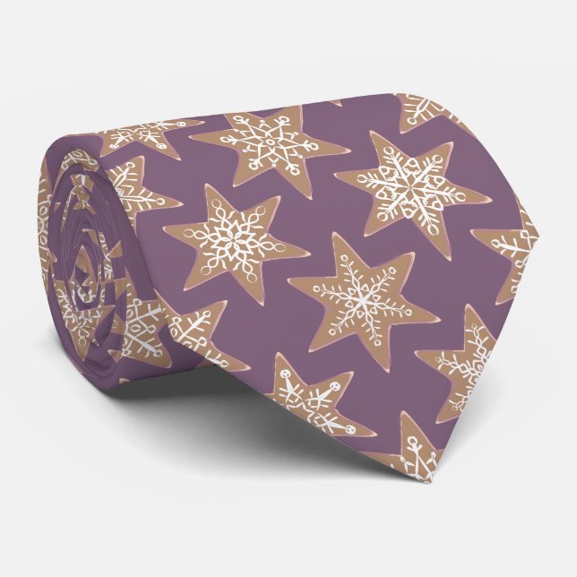 Corbata Gingerbread Stars Spiced Plum Neck Tie (Enrollado)