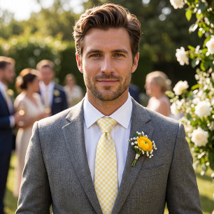 Corbata Gingham Amarillo Manteca