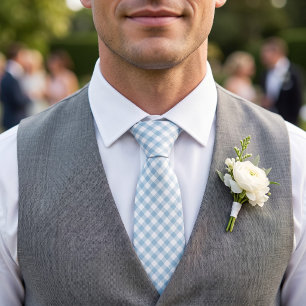 Corbata Gingham Azul Cielo