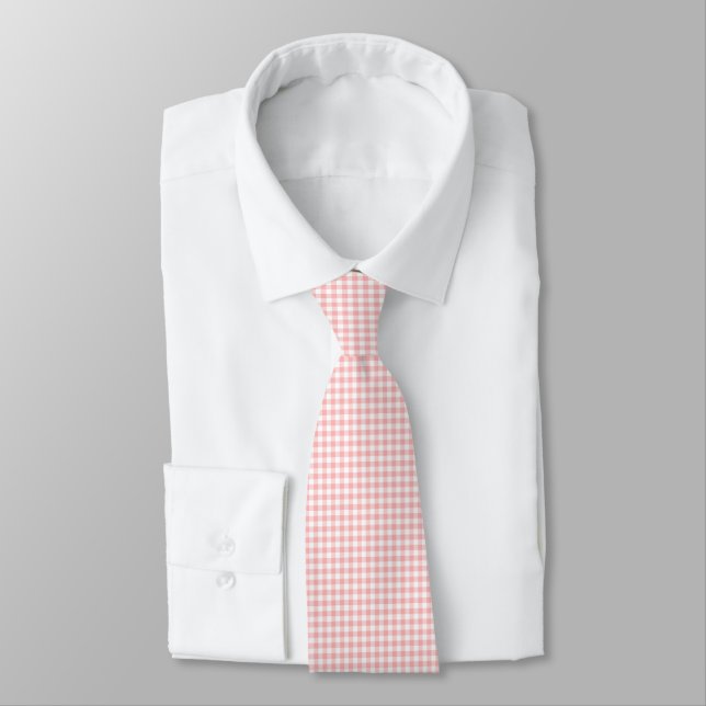 Corbata Gingham blanco rosado Check Pastel Men's (Atado)