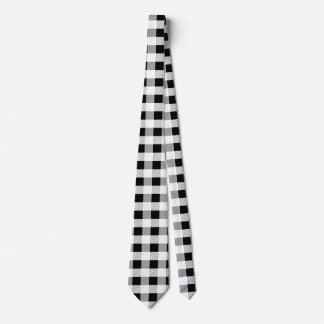 Corbata Gingham Geométrico de Cuadros en Blanco y Negro