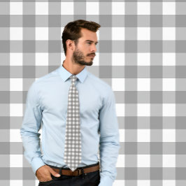 Corbata Gingham Gray en franjas blancas