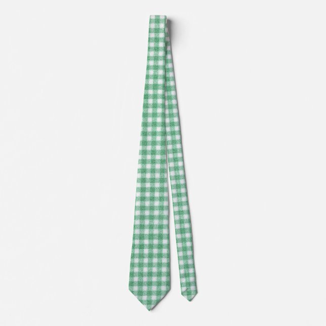 Corbata Gingham Verde Menta  (Anverso)