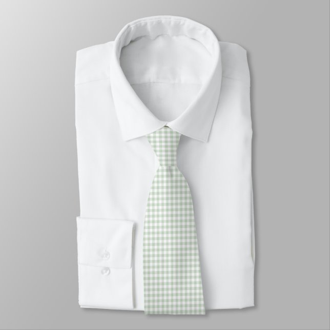Corbata Gingham Verde Salvia (Atado)
