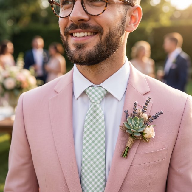 Corbata Gingham Verde Salvia (Subido por el creador)