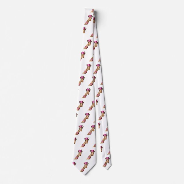 Corbata Giraffe en gorra rosa brillante (Anverso)