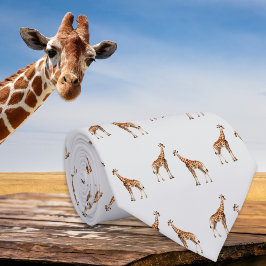 Corbata Giraffes Patrón de vida silvestre Gris claro