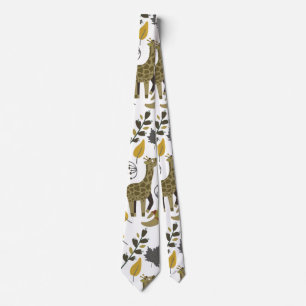Corbata Giraffilia patrón impecable amarillo blanco alto