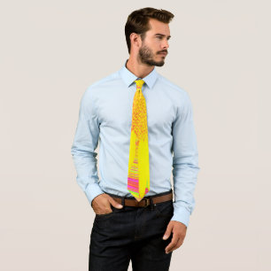 Corbata Girasol Amarillo en un Remolino Psicodélico
