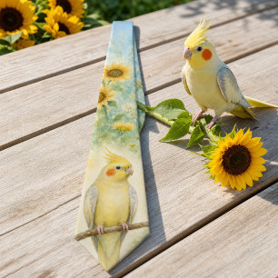 Corbata Girasol de Verano Acuarela Cockatiel