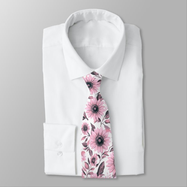 Corbata Girasol floral rústico rosa (Atado)