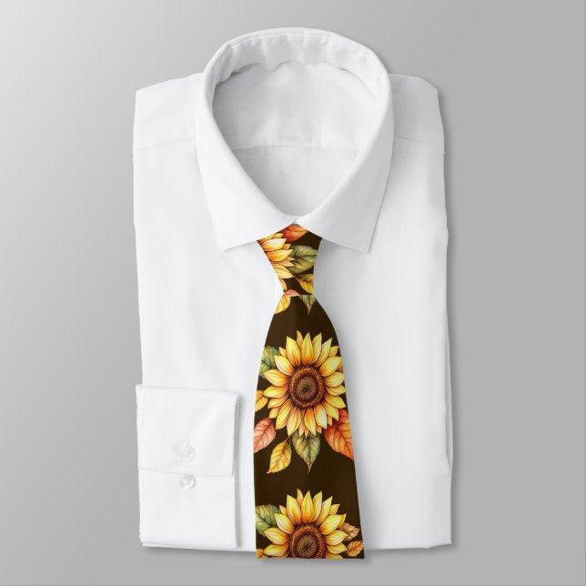 Corbata Girasol – Moda de Otoño Acuarela (Atado)