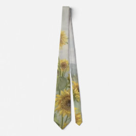 Corbata Girasol moderno Imagen en acuarela y personalizabl