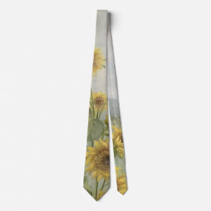 Corbata Girasol moderno Imagen en acuarela y personalizabl