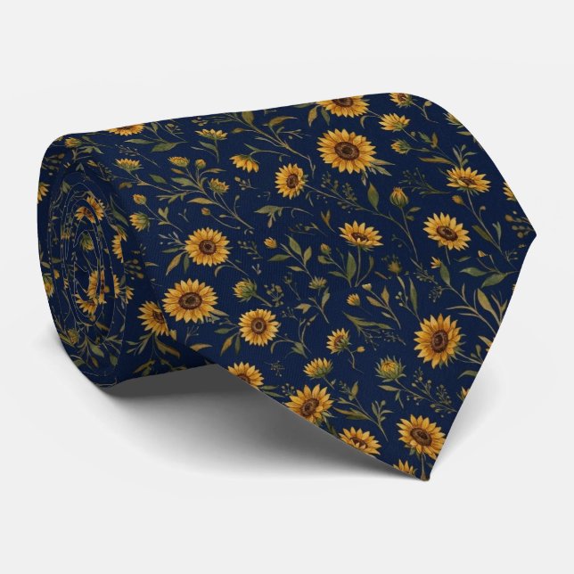 Corbata Girasol Navy (Enrollado)