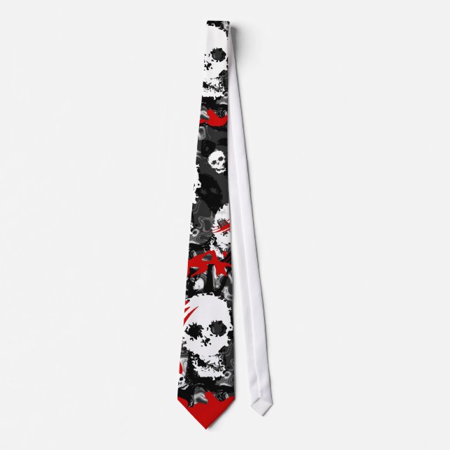 Corbata giratoria B&W de Skull Specters (fondo roj (Anverso)