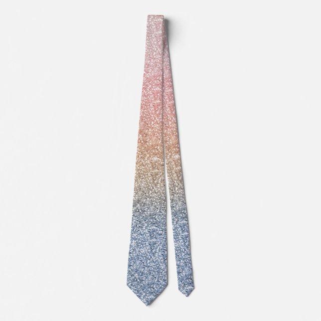 Corbata Girly Rubor Rosa Oro Azul Ombre Purpurina Sparkles (Anverso)