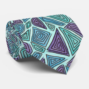 Corbata Giros geométricos, púrpura, azul, acuático, turque