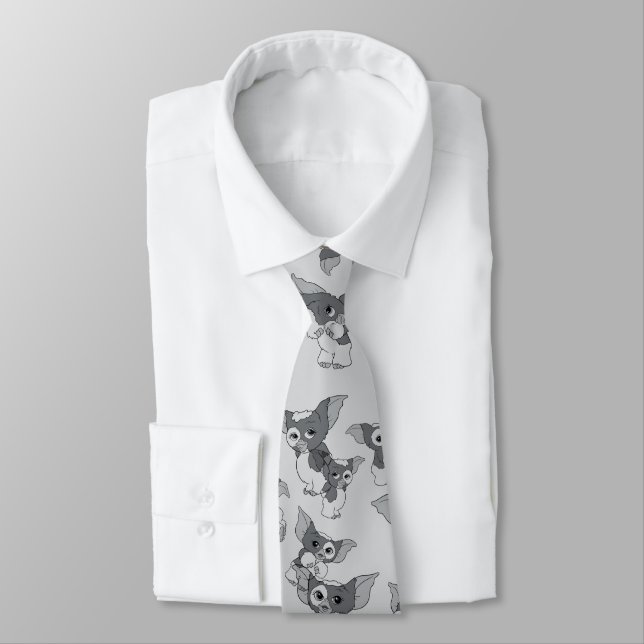Corbata Gizmo | Patrón blanco y negro (Atado)
