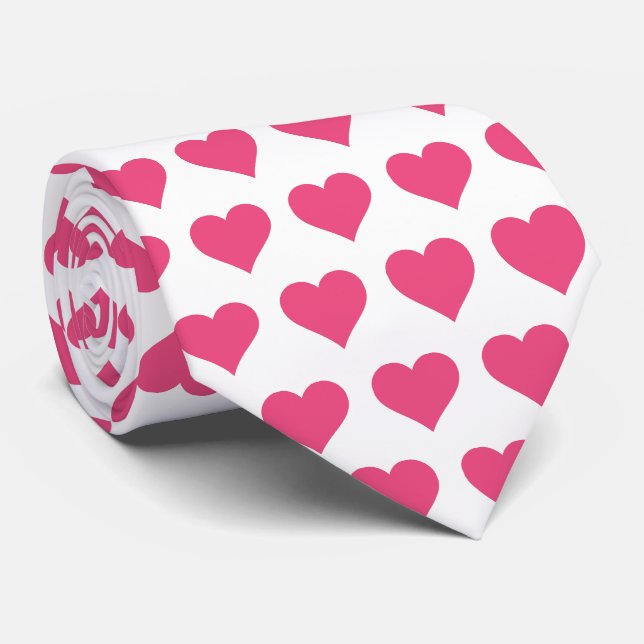 Corbata Glam blanca y corazones rosas (Enrollado)