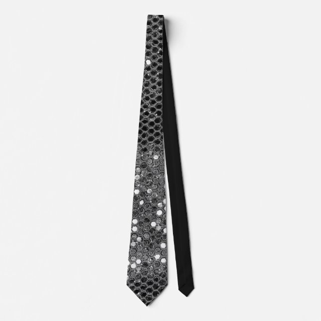 Corbata Glam Brillo Gris Moderno Plateado  (Anverso)