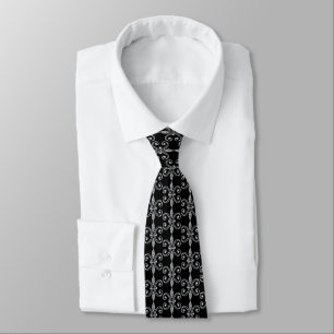 Corbata Glam Gemstones Patrón de Flor de Lis Blanco