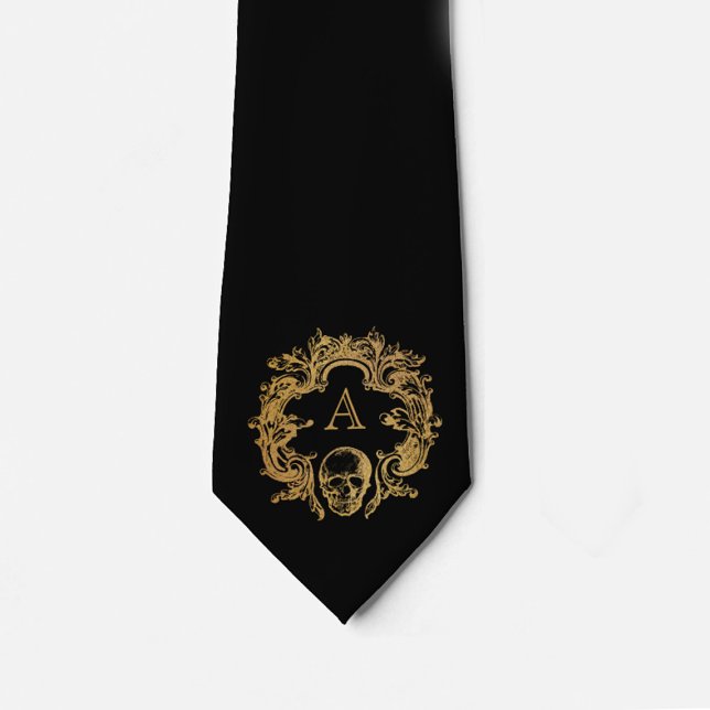 Corbata Glam gótico | Tejido de cuello | Monograma | Negro (Subido por el creador)
