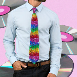 Corbata Glam Sparkle Colorido Arcoíris Lentejuelas