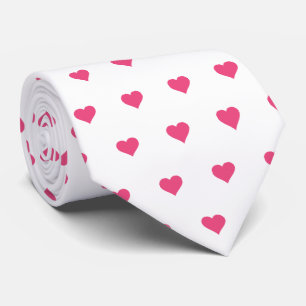 Corbata Glam White and Pink Hearts Neck Tie