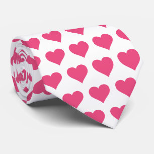 Corbata Glam White and Pink Hearts Neck Tie