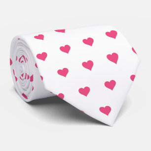 Corbata Glam White y Corazones Rosados