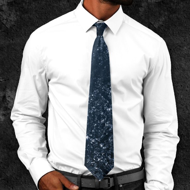 Corbata Glimmery Navy Grunge | Damasco azul oscuro de zafi (Subido por el creador)
