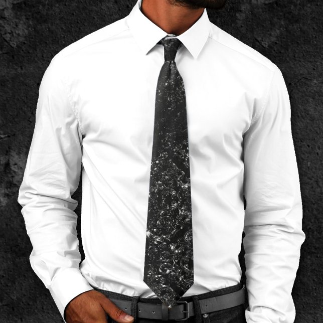 Corbata Glimmery Onyx Grunge | Damasco de vidrio negro pla (Subido por el creador)