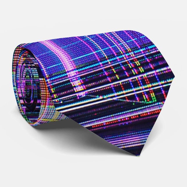 Corbata Glitch tech abstract pattern print tie (Enrollado)