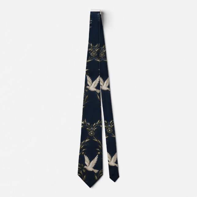 Corbata "Global Peace & Unity - Elegant Doves and Olive Br (Anverso)