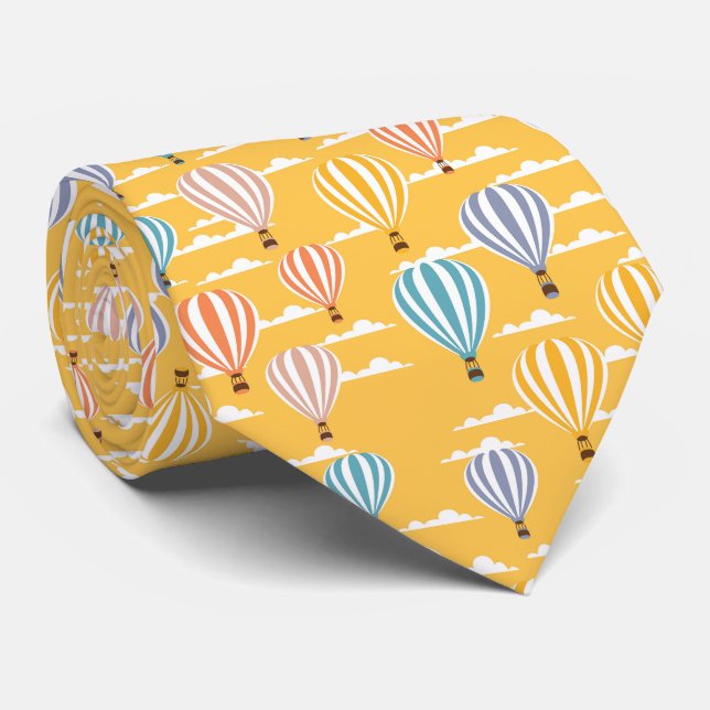 Corbata Globo aerostático multicolor fondo amarillo (Enrollado)