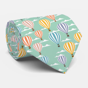 Corbata Globo aerostático multicolor Fondo cian
