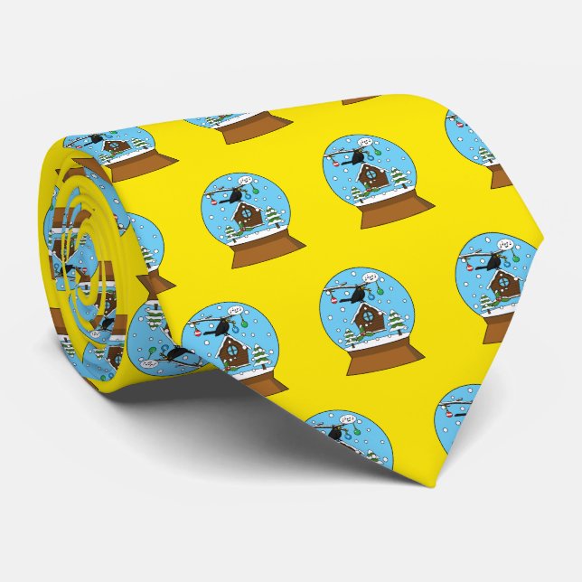 Corbata Glóbulo de la nieve con canto de Blackbird (Enrollado)