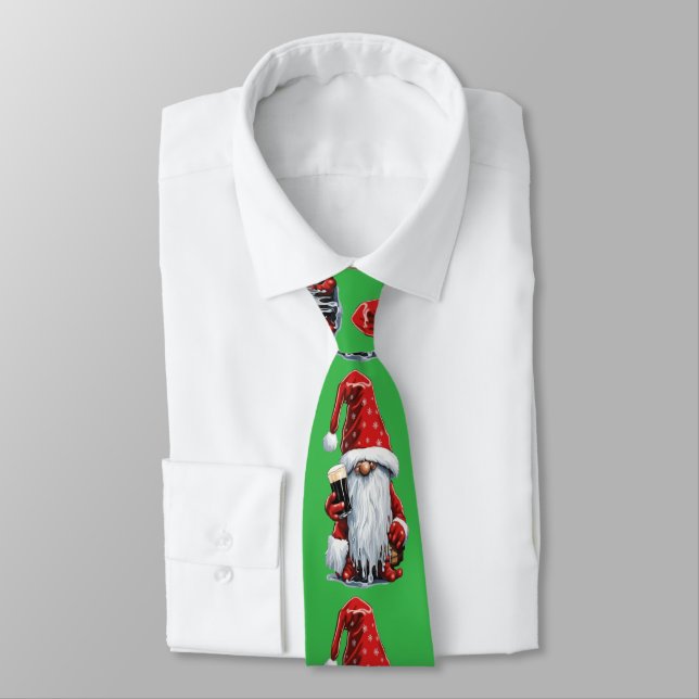 Corbata Gnomo Festivo Sosteniendo Un Vaso De‎ Stout Seco I (Atado)