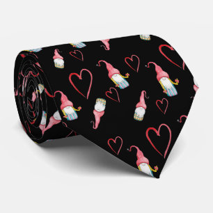 Corbata Gnomos de Navidad enamorados acuarela pintado a ma
