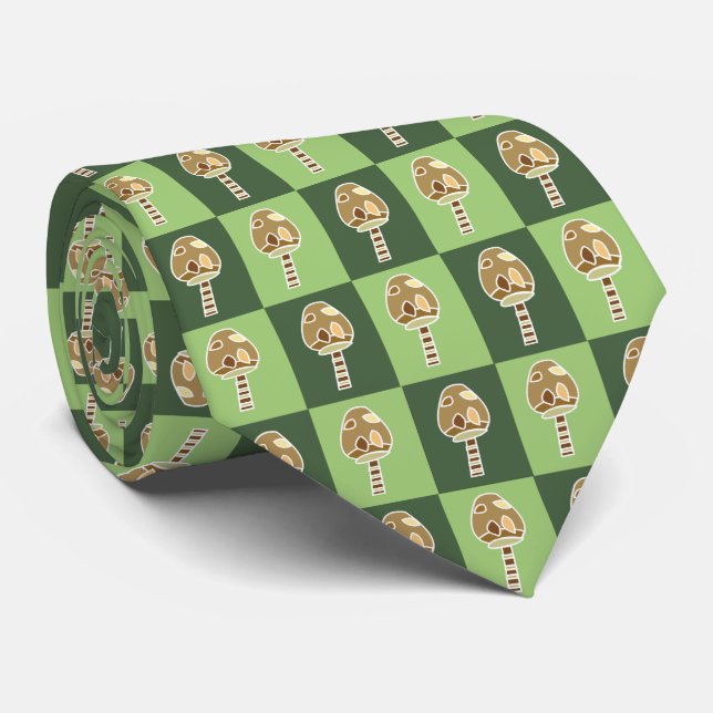 Corbata Goblincore Champiñón Verde Cuadros Goblincore (Enrollado)