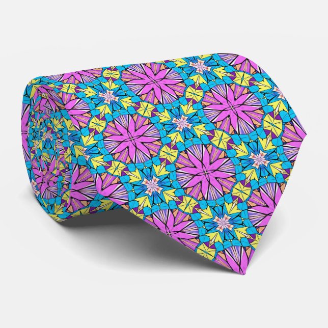 Corbata Going Bold Vibrant Geometric Kaleidoscope (Enrollado)