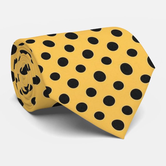Corbata Gold & Black Polka Dot (Enrollado)