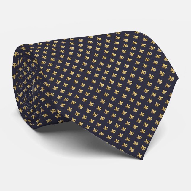 Corbata Gold Fleur De Lis (Enrollado)