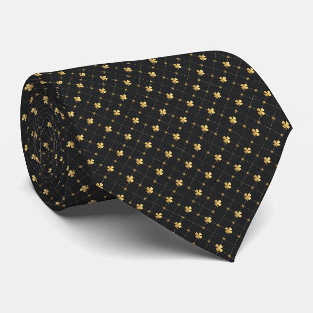 Corbata Gold Four Leaf Clover (Enrollado)