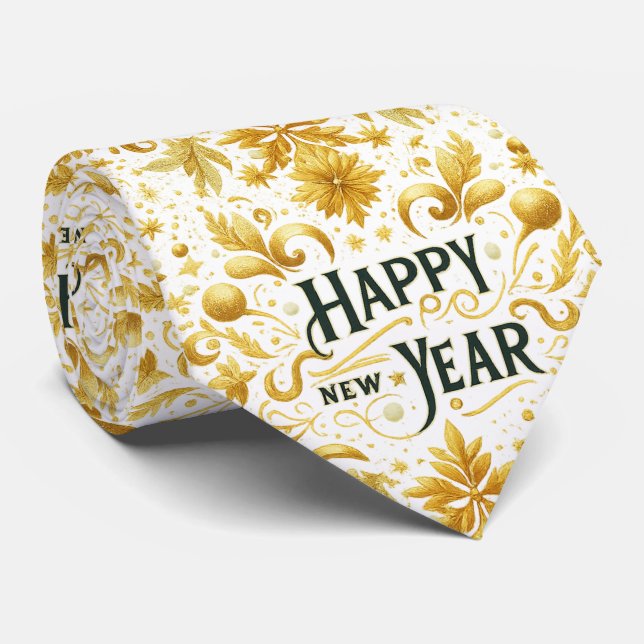 Corbata Gold Happy New Year  (Enrollado)