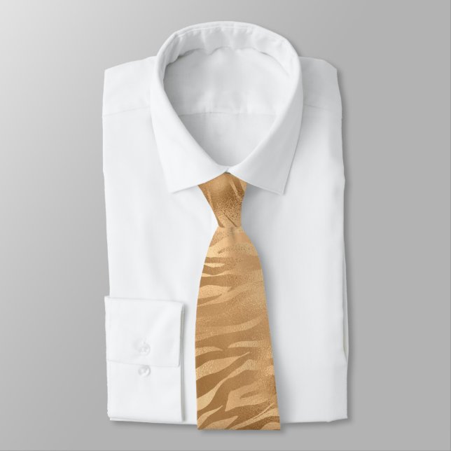 Corbata Gold Tiger Print Men's Tie (Atado)