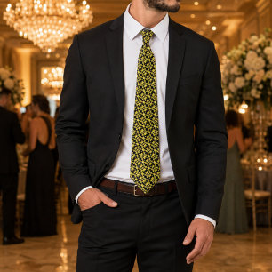 Corbata Golden Baobab   Lujo Africano Negro y Amarillo 