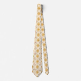 Corbata Golden Beige Retro Floral Mid-Century