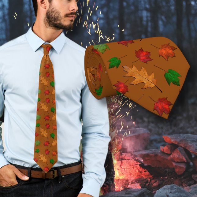 Corbata Golden Brown Fall Leaves Pattern Tie (Subido por el creador)